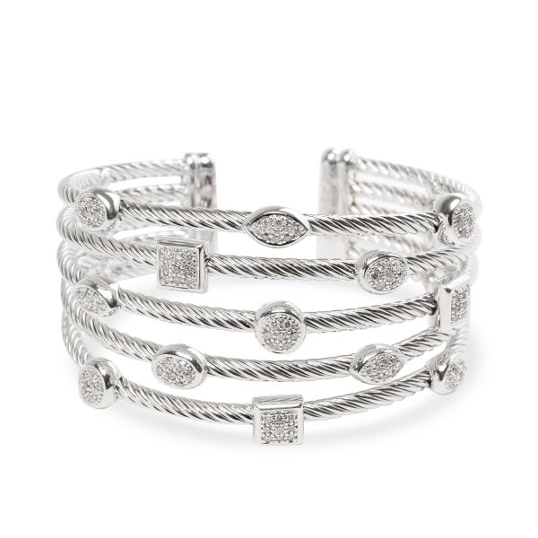 David Yurman Confetti Diamond Five Row Cable Cuff in Sterling Silver David Yurman Confetti Diamond Five Row Cable Cuff in Sterling Silver