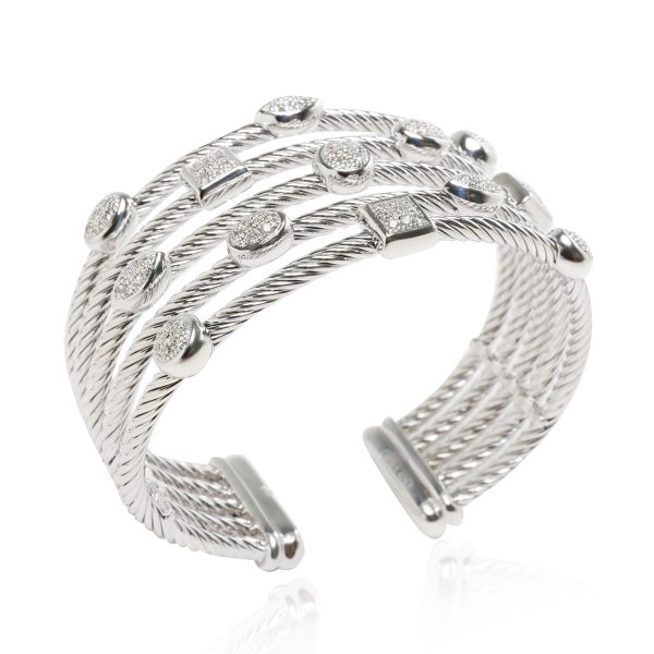 102773 pv ee177acb 74fd 488c 9b60 b03e449b612c David Yurman Confetti Diamond Five Row Cable Cuff in Sterling Silver