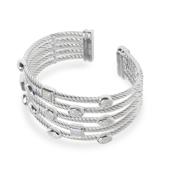 102773 sv e98d429e 9a57 41d8 9b5b 8d3c1b659370 David Yurman Confetti Diamond Five Row Cable Cuff in Sterling Silver