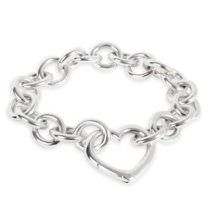 Tiffany Co Heart Link Bracelet in Sterling Silver Gucci Sherry Line Denim Shoulder Bag Black