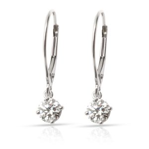 James Allen Leverback Diamond Earrings in 18K White Gold 075 CTW Louis Vuitton Ring LV Mosaic Thin 18 185 Silver Hardware