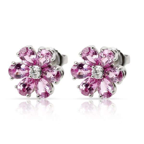 Harry Winston Forget Me Not Diamond Pink Sapphire Earrings in Platinum Harry Winston Forget Me Not Diamond Pink Sapphire Earrings in Platinum