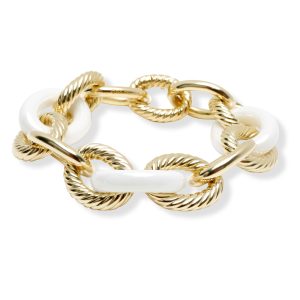 David Yurman Ceramic Extra Large Oval Link Chain Bracelet in 18K Yellow Gold Chanel Loop Shoulder Bag Coco Mark Matelasse Lambskin Navy Gold Hardware