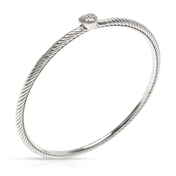 102911 pv David Yurman Pave Diamond Heart Cable Bracelet in Sterling Silver 01 CTW