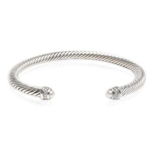 David Yurman Cable Diamond Pearl 4mm Bangle in Sterling Silver 007 CTW Louis Vuitton Lead PM Enamel Handbag Monogram Vernis Perle