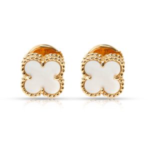 Van Cleef Arpels Sweet Alhambra Mother of Pearl Earrings in 18K Yellow Gold Celine Medium Taboo Shoulder Bag Calf Gold