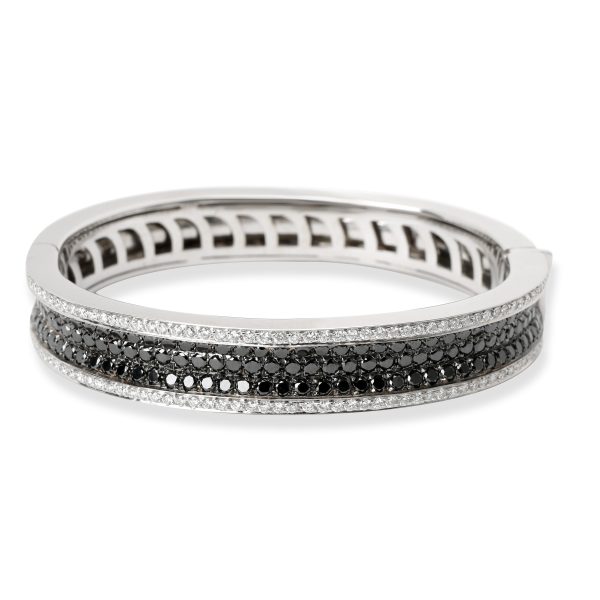 Black White Diamond Bangle in 18K White Gold 360 CTW Black White Diamond Bangle in 18K White Gold 360 CTW