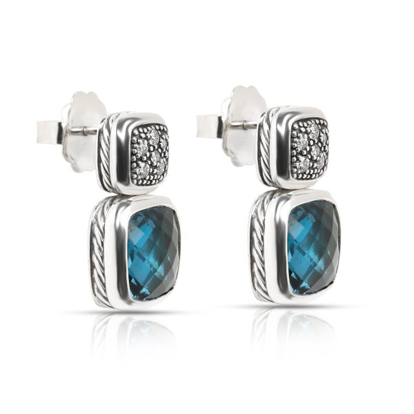 102981 sv 2efcadfd 5046 4a5b 89c0 2effde379d0e David Yurman Chiclet Blue Topaz Diamond Earrings in Sterling Silver