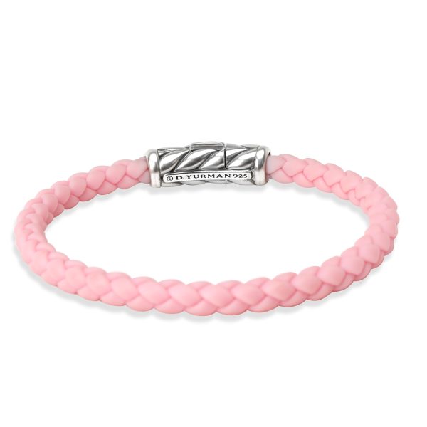 102985 bv 3240c5cf 0ca3 4177 83fe 6e6cca25656e David Yurman Pink Rubber Woven Bracelet in Sterling Silver