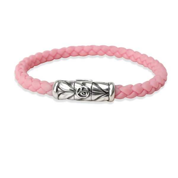 David Yurman Pink Rubber Woven Bracelet in Sterling Silver David Yurman Pink Rubber Woven Bracelet in Sterling Silver