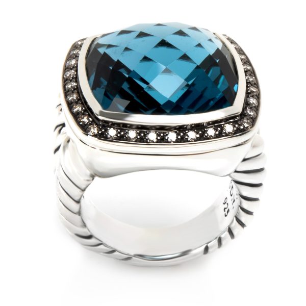 Ring Silver David Yurman Albion Blue Topaz Diamond Ring in Sterling Silver