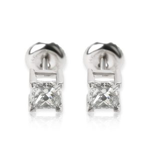 IGI Certified Diamond Princess Cut Stud Earrings in 14K White Gold 102 CTW Cart