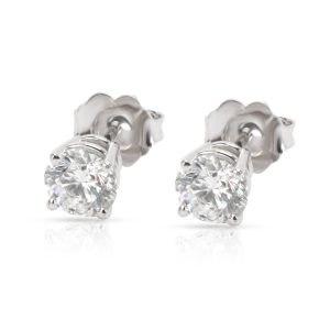 GIA Certified Diamond Stud Earrings in 14K White Gold F SI1 101 ctw Louis Vuitton Calf Cruise PM Handbag Brown