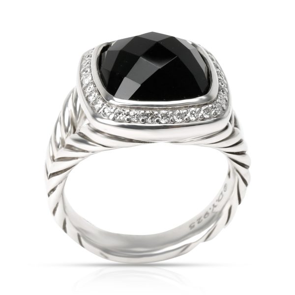 Ring Silver David Yurman 14mm Albion Black Onyx Diamond Ring in Sterling Silver