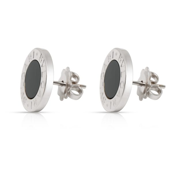 103167 sv Bulgari BVLGARI Onyx Stud Earrings in 18K White Gold