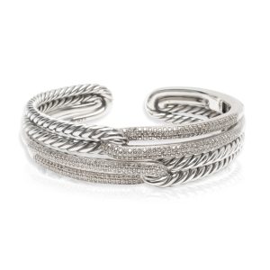 David Yurman Labyrinth Diamond Cuff in Sterling Silver 177 CTW Berluti Toujours Mini Scritto Leather Shoulder Bag White