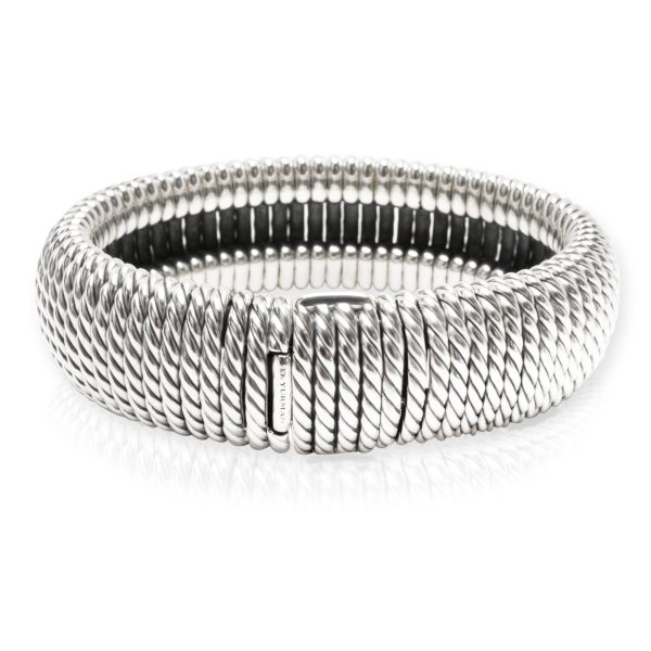 103227 bv David Yurman Wide Cable Rope Black Diamond Bracelet in Sterling Silver 366 CTW