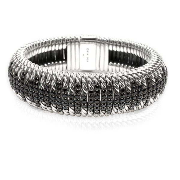 David Yurman Wide Cable Rope Black Diamond Bracelet in Sterling Silver 366 CTW David Yurman Wide Cable Rope Black Diamond Bracelet in Sterling Silver 366 CTW