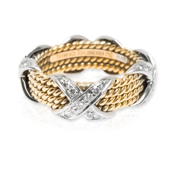 Tiffany Co Schlumberger Rope Diamond X Ring in 18KT Gold Platinum 054 ctw Tiffany Co Schlumberger Rope Diamond X Ring in 18KT Gold Platinum 054 ctw