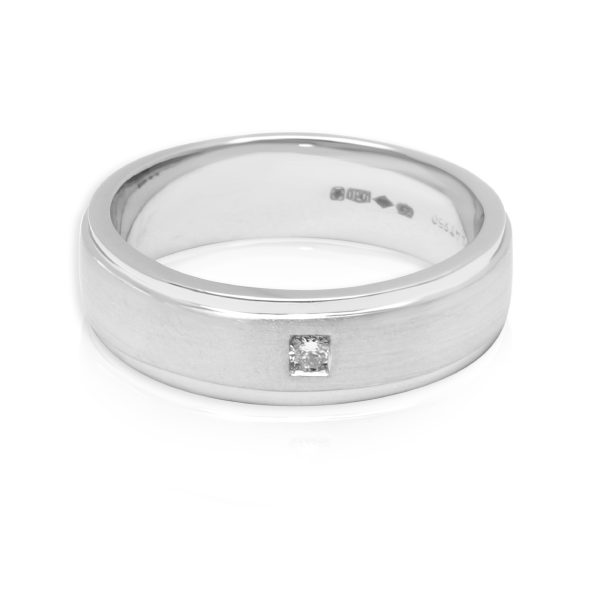 Gemma by WP Diamonds Mens Brushed Diamond Wedding Band in Platinum 005 CTW