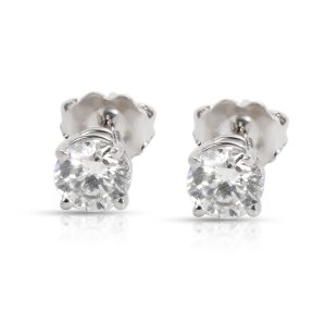 GIA Certified Diamond Stud Earrings in 14K White Gold F SI2 1 ctw Balenciaga Handbag BB Monogram Signature Small 2way Brown