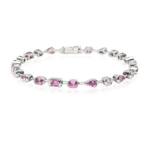 Cartier Meli Melo Pink Sapphire Diamond Bracelet in 18K White Gold 06 CTW Louis Vuitton Monogram Multicolor Greta Shoulder Bag Noir Black