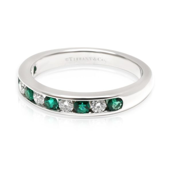 Band Platinum Tiffany Co Channel Set Diamond Emerald Band in Platinum 015 CTW