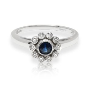 Tiffany Co Sapphire Diamond Flower Ring in Platinum 005 CTW Order Tracking