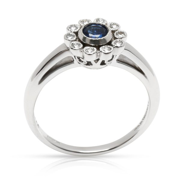 103424 pv Tiffany Co Sapphire Diamond Flower Ring in Platinum 005 CTW