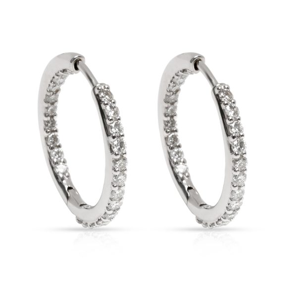 Inside Out Diamond Hoop Earring in 18K White Gold 102 CTW Inside Out Diamond Hoop Earring in 18K White Gold 102 CTW