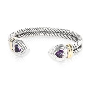 David Yurman Double Cable Heart Amethyst Cuff in Sterling Silver Louis Vuitton Lock Me Taurillon Leather Tote Bag NavyRed