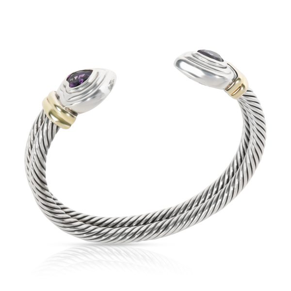 103489 pv David Yurman Double Cable Heart Amethyst Cuff in Sterling Silver