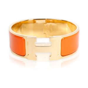 Hermes Clic Clac H Orange Bracelet with Gold Plated Hardware Hermes Clic Clac H Orange Bracelet with Gold Plated Hardware