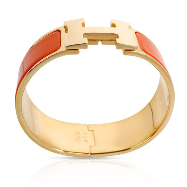 103551 pv 32dfb622 a8c8 4686 ab07 ab7e164b079f Hermes Clic Clac H Orange Bracelet with Gold Plated Hardware