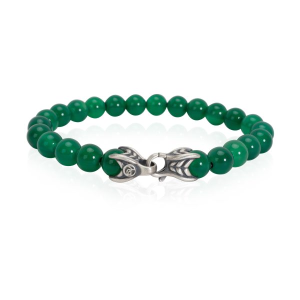 103566 bv David Yurman Spiritual Beads Green Onyx Mens Bracelet in Sterling Silver