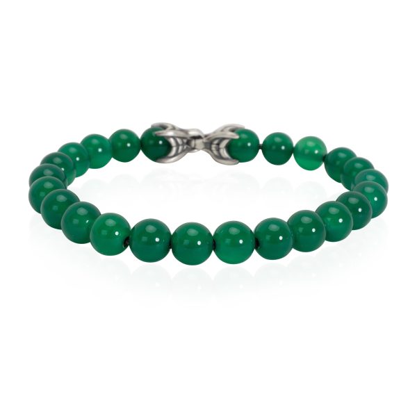 David Yurman Spiritual Beads Green Onyx Mens Bracelet in Sterling Silver David Yurman Spiritual Beads Green Onyx Mens Bracelet in Sterling Silver