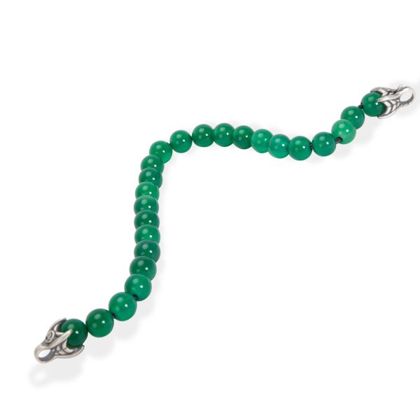 103566 pv David Yurman Spiritual Beads Green Onyx Mens Bracelet in Sterling Silver