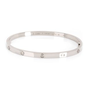 Cartier Small Love Bangle in 18K White Gold Size 17 Cart