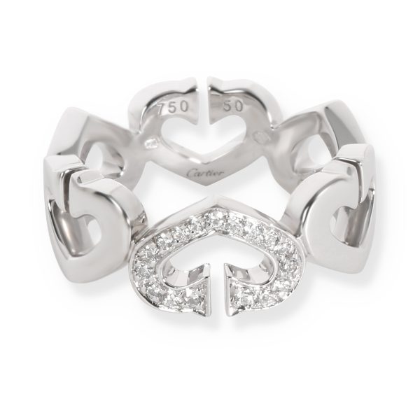 Rings Cartier Open Linked Hearts Diamond Ring in 18K White Gold 010 CTW