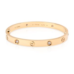 Cartier Love Diamond Bangle in 18K Yellow Gold 040 CTW Loewe Bifold Wallet Leather Black