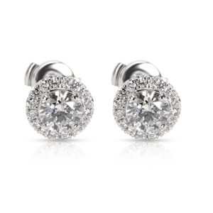 GIA Certified Halo Diamond Stud Earring in Platinum D VS2 126 CTW Cart