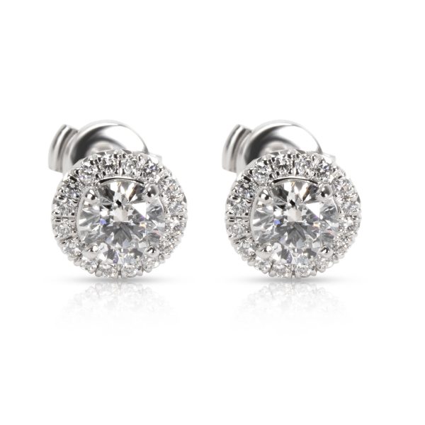 GIA Certified Halo Diamond Stud Earring in Platinum D VS2 126 CTW GIA Certified Halo Diamond Stud Earring in Platinum D VS2 126 CTW