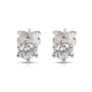 IGI Certified Round Cut Diamond Stud Earrings in Platinum H VVS2 105 CTW Louis Vuitton Long Wallet Portomone Credit Brown