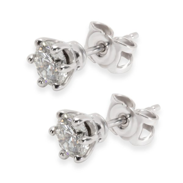 103817 sv IGI Certified Round Cut Diamond Stud Earrings in Platinum H VVS2 105 CTW