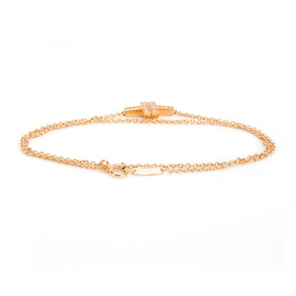 103989 bv c205f927 51ea 4226 843f 9f72f3ef02ee Tiffany Co T Two Double Chain Diamond Bracelet in 18K Rose Gold