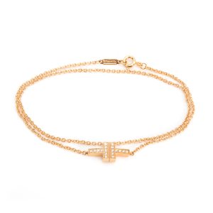 Tiffany Co T Two Double Chain Diamond Bracelet in 18K Rose Gold Chanel Coco Mark Chain Handbag