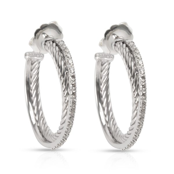 David Yurman Crossover Diamond Hoop Earrings 14K Gold Sterling Silver 040 CTW David Yurman Crossover Diamond Hoop Earrings 14K Gold Sterling Silver 040 CTW