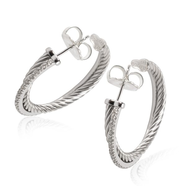 104020 stamp 9bcc482c 290d 4e5f 9fd9 70ff5aa2640d David Yurman Crossover Diamond Hoop Earrings 14K Gold Sterling Silver 040 CTW