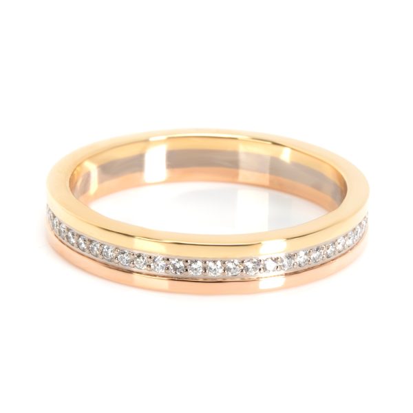 Band Yellow Gold Cartier Trinity Diamond Band in 18K Yellow Rose White Gold