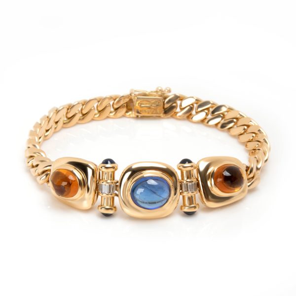 Bulgari Vintage Diamond Semi Precious Bracelet in 18K Yellow Gold 025ctw Bulgari Vintage Diamond Semi Precious Bracelet in 18K Yellow Gold 025ctw